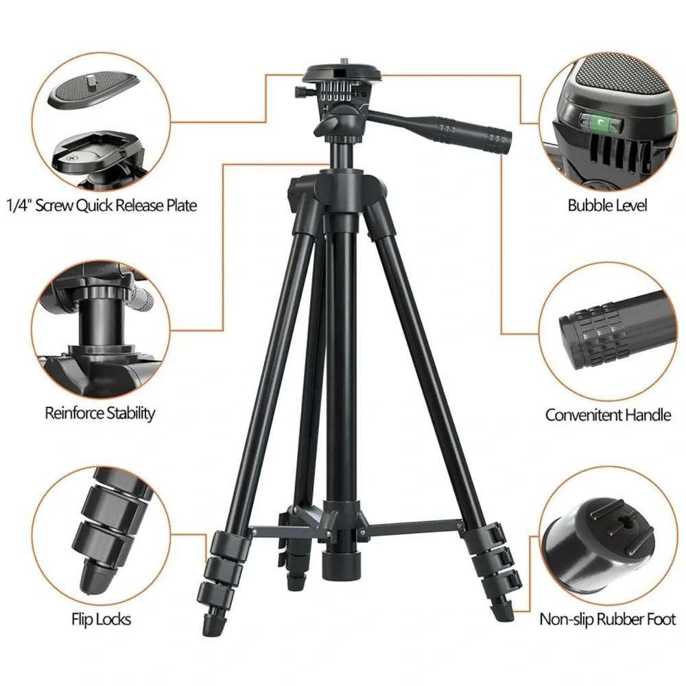 Polarduck Laser Level Tripod Phone Stand: 51-inch 130cm Aluminum Tripod -NWOB